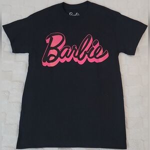*BNWOT* Hybrid Apparel Black Short Sleeve T-Shirt & Pink Glitter Barbie Logo